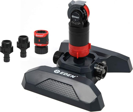 Eden 94124 Multi Pattern Turbo Gear Drive Sprinkler Plus One-Direction Misting System, with Quick Connect Set, 5-360 Degree Coverage