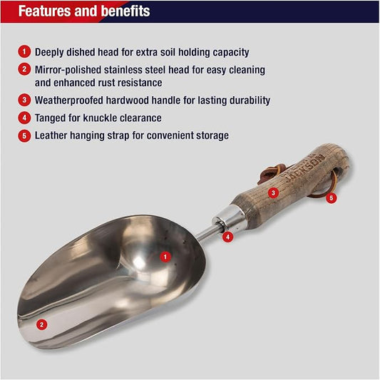 Spear & Jackson 5060SS Traditional Stainless Soil Scoop, 32.5 x 9 x 5 cm, Blue