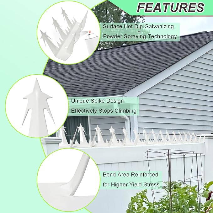 Heavy Duty Metal Fence Spikes-Anti Climb Security Spikes for Fence and Wall-Intruder and Animal Deterrent (White, 74 inches)