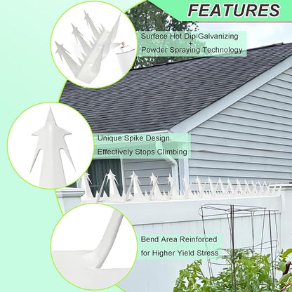 Heavy Duty Metal Fence Spikes-Anti Climb Security Spikes for Fence and Wall-Intruder and Animal Deterrent (White, 74 inches)