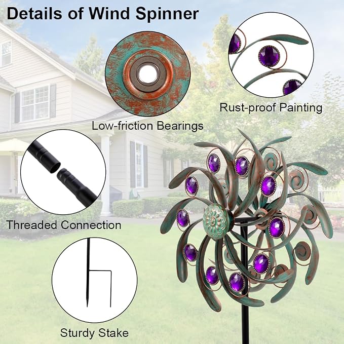Viveta Outdoor Wind Spinners, Wind Sculpture, Windmill for Yard and Garden | Metal,Double-Sided,for Yard and Garden