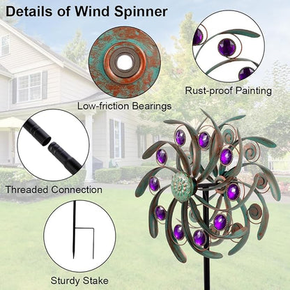 Viveta Outdoor Wind Spinners, Wind Sculpture, Windmill for Yard and Garden | Metal,Double-Sided,for Yard and Garden