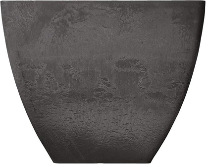 PSW Pot Collection 16x13 inch Plastic/Stone/Wood Composite Square Planter – No Drainage Hole (Drillable), Modern Indoor/Outer Pot for Flowers, Foliage, Succulents, Fairy Gardens, Dark Charcoal