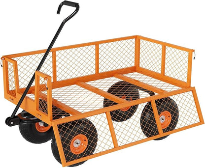 Heavy Duty Steel Garden Cart for Gardening Soil, Tools, and Plant Transport