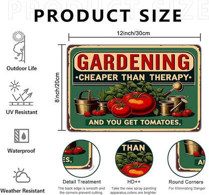 Smilelife Plants Gifts Gardening Cheaper Than Therapy Vintage Tin Sign for Garden Patio Porch Yard She Shed Decor 8x12 Inch(3946)