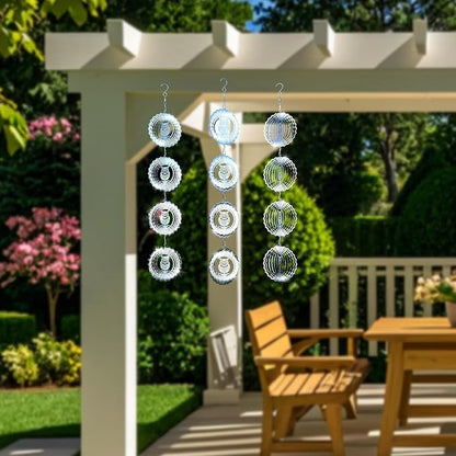 Bird Deterrents for Outside Owl Bird Scare Discs 3D Shiny Helix Wind Spinners, Reflective Bird Reflector & Stainless Steel Outdoor Garden Décor Sculpture Ornaments, Scare Birds Away from Yard Patio