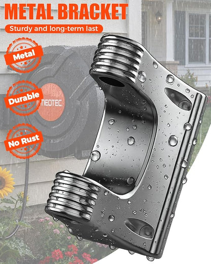 130FT Retractable Garden Hose Reel 1/2 Inch, Heavy Duty Wall Mounted Water Hose with Metal Bracket, Auto-Lock, Slow Return, 180° Swivel & 9-Pattern Spray Nozzle, UV Resistant Outdoor