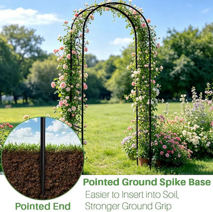 93" Garden Arbor Metal Arch Trellis for Climbing Plants | Outdoor Arbors Archway Pergola for Wedding Ceremony Party Decoration Arched Top Trellises for Rose Vine Backyard Lawn Patio