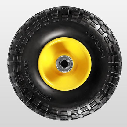 (2-Pack) BIG RED 10'' Solid Rubber Tires and Wheels, 4.10/3.50-4" Flat Free Tubeless with 5/8" Axle Bore Hole Bearings, 2.17"Offset Hub, For Truck,Wheelbarrow, Utility Cart, Dolly, Garden