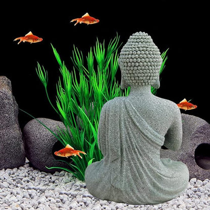 Livelyfish Asian Stone Buddha Figurines for Aquarium Zen Garden Fish Tank Statue Decorations Mini Stone Buddha Zen Garden Sculptures Decor,Gift