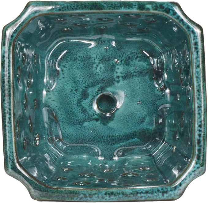 W&W Orchid Pot with Holes and Saucer for Repotting, Green Mix, 7"