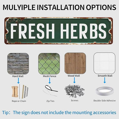 Fresh Herbs Sign Herb Garden Signs Vintage Tin Metal Signs For Home Kitchen Garden Farmhouse Wall Decor 16x4 Inches