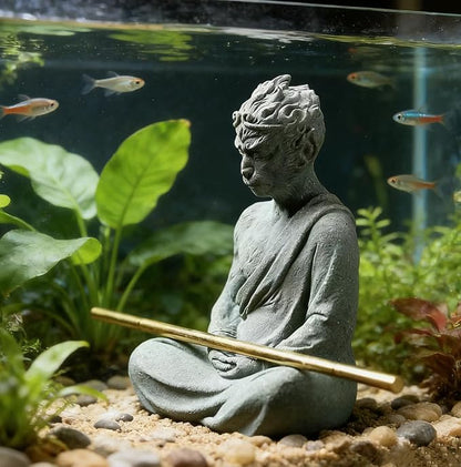 livelyfish Aquarium Sun Wukong Statue Monkey Kings Buddha Statues Zen Sandstone Figurines for Fish Tank Garden Aquarium Decor (A)