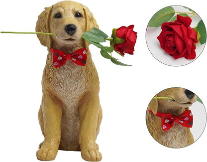 Dog Valentine Day Decorations Outside - Rose Garden Statues, Seasonal Outdoor Decor for Yard, Patio, Front Porch, Waterproof Resin Dog Figurine, Valentine's Season Gift for Lovers Memorial 11x5.5x13IN