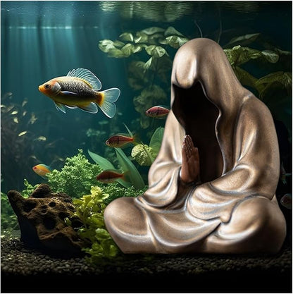 livelyfish Aquarium Buddah Statue Sandstone Zen Buddha Sculptures for Garden Fish Tank Home Decorations (G)