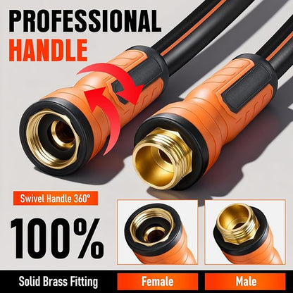 Garden Hose 35 ft x 5/8", Heavy Duty Water Hose, Flexible and Durable, Kink Resistant Lightweight Hybrid Hose, Leakproof Yard Hose with Male to Female Fittings