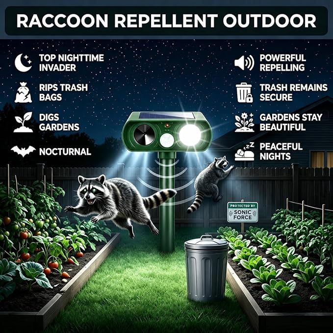 2026 Upgraded Sonic Fortress Pro Deer Repellent Devices,Solar Ultrasonic Animal Repellent with Motion Sensor & Strobe Light Waterproof Cat Deterrent Outdoor for Backyard,Yard,Flower Bed 4Pack