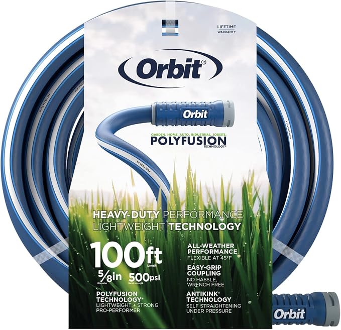 Orbit 22010 Polyfusion Garden Hose - Heavy-Duty Water Hose (100-Foot x 5/8-Inch)