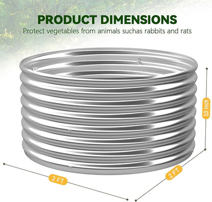 4 Pack 2x2FT Round Raised Beds for Gardening, Corrugated Galvanized Steel Raised Garden Bed, Outdoor Metal Above Ground Garden Bed for Vegetables and Flowers-2x2FTx10Inch