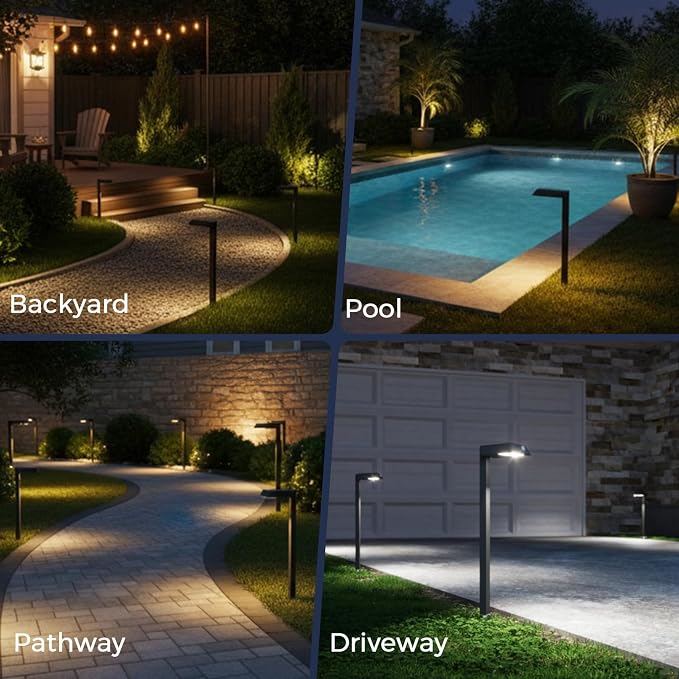 XMCOSY+ 8 Pack Solar Pathway Lights with Motion Sensor, 300LM Metal 3 Modes Solar Lights Outdoor for Garden, Backyard, Yard (Warm/Cool White)