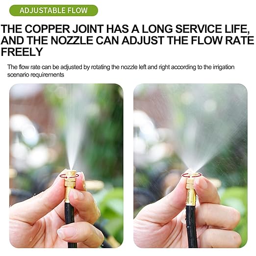 Drip Irrigation Kit Automatic Watering System for Potted Plants, 360 Degree Adjustable Copper Micro Sprinklers, Quick Connect Tubing Fittings for Garden, Lawn, Patio, Balcony (50 FT Ⅱ)