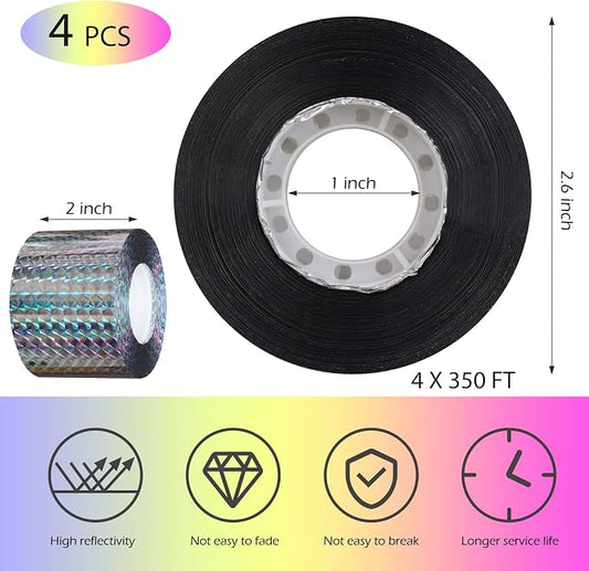 Ruolan Bird Scare Tape Ribbon,Reflective Tape Keep Birds Away Outdoor,Double Side Bird Flash Tape, Scare Geese, Pigeon, Duck, Woodpecker (1400FT)