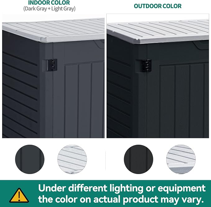 YITAHOME Outdoor Horizontal Storage Sheds w/o Shelf, Weatherproof Resin Tool Shed, Multi-Opening Door for Storage of Bike, Trash Cans, Garden Tools, 35 cu ft, Waterproof, Lockable, Dark Gray