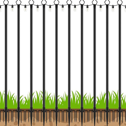 LETIANPAI 10 Pack String Light Poles,10 Ft Metal Poles with Fork for Outdoor String Lights,Outdoor Light Poles with Fork,Poles/Post/Stand for Outside