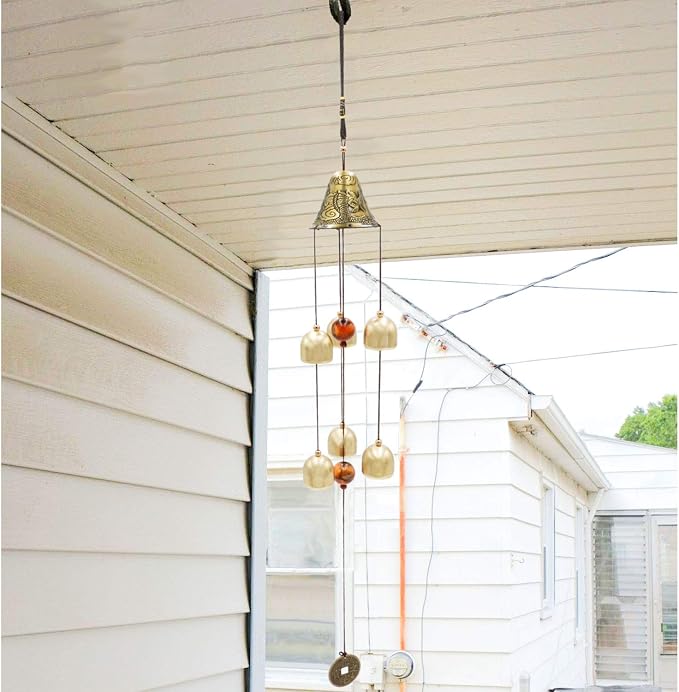 Banfeng Lucky Wind Chimes Feng Shui Bell for Good Luck Home Garden Patio Hanging Decoration Gift (6 Bells)