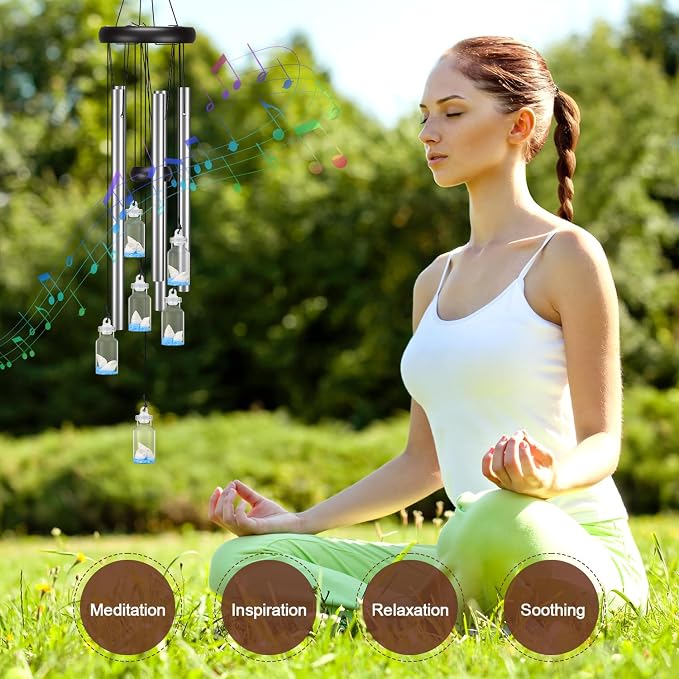 Virekm Friendship Wind Chimes, Small Outdoor Windchime for Patio Decoration, Garden Decor. Zen Garden Decor Christmas Mothers Day Mom Wind Chimes Gifts (Wishing Bottle)
