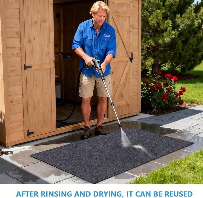 Outdoor Storage Shed Mat，Anti-Slip Patio Furniture Floor Mat，Waterproof Carport Mat，Backing prevents liquid penetration，Soft Material, Non-slip Backing,Washable，Excluding storage shed (10 × 10 FT)