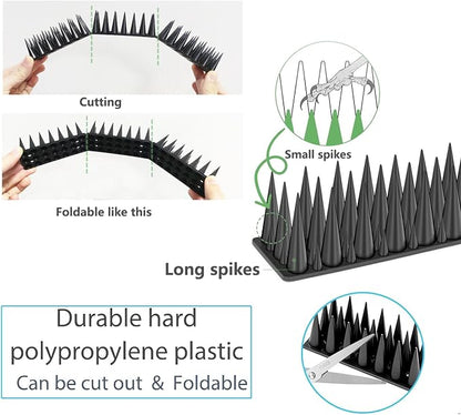 Bird Spikes, 20 Pack Outdoor Cat Squirrel Raccoon Pigeon Cat Animal Deterrent Spikes for Outside Anti Bird Defender Spikes Outdoor to Keep Birds Away (18.7 feet/5.7M)
