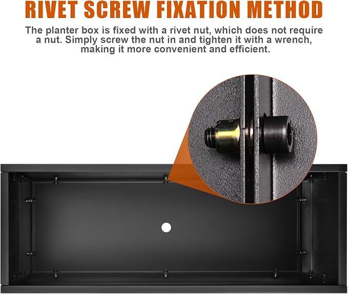 40"x16"x24" Steel Planter Box, Heavy Duty Galvanized Metal Planter with Drainage Hole, Rust-Resistant Indoor & Outdoor Planter for Patio, Balcony, Garden Black