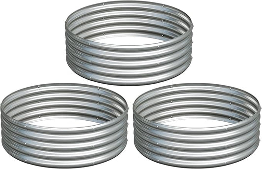 3Pack 3x3x1ft Galvanized Raised Garden Bed, Planter Raised Garden Beds Outdoor, Round Clearance Raised Garden Beds for Gardening Vegetables……
