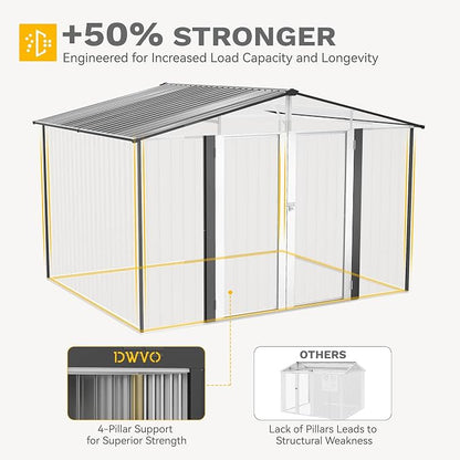 DWVO 10'x8' Large Metal Outdoor Storage Shed, Heavy Duty Tool Storage Sheds for Backyard Patio Lawn - Ideal for Bicycles, Garden Tools, and Lawn Equipment, Easy-to-Assemble, Dark Gray