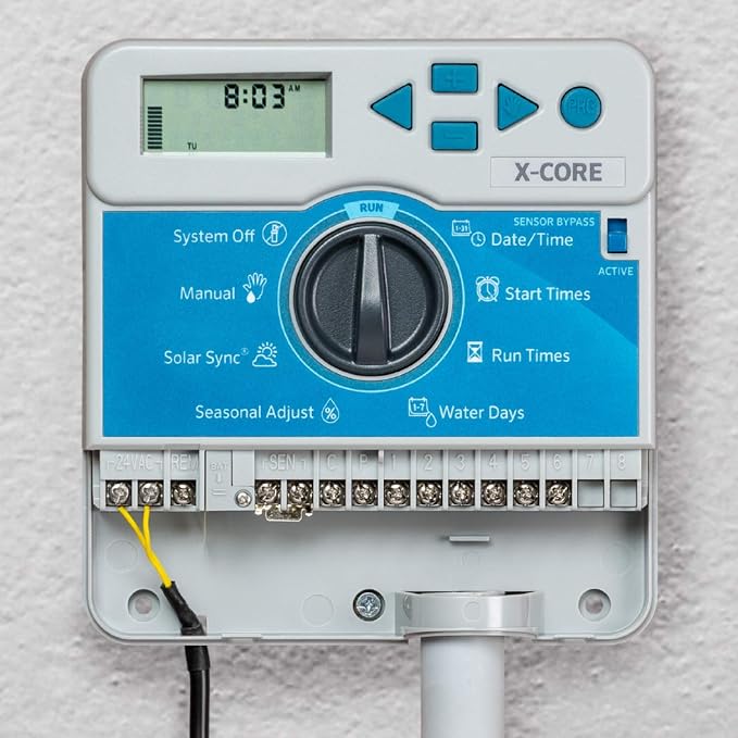 Hunter X-Core XC600i Indoor Sprinkler Timer, 6-Zone Irrigation Controller | Indoor 6-station irrigation controller with easy programming, manual controls, seasonal adjust, and standard dial operation
