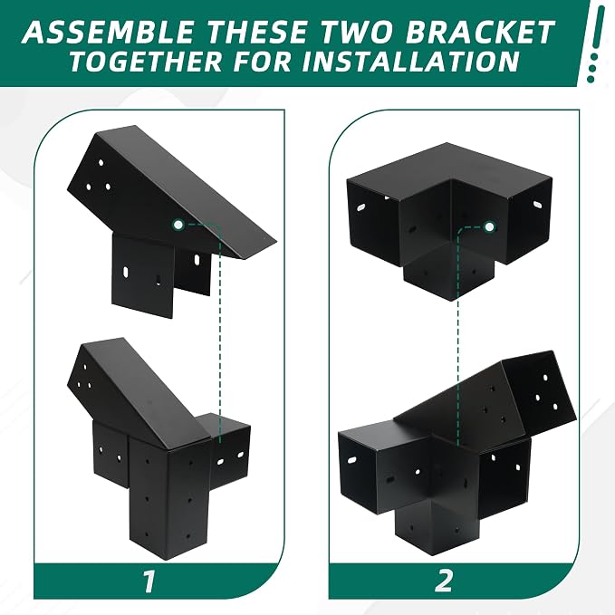 14 PCS 30° Slanted Pergola Kit for 4" x 4" Wood Pergolas, DIY Roof Pergola Brackets, for Gazebo, Pergolas, Gardens, Wood Stand Sheds, Metal Gazebo Kits - with Screws