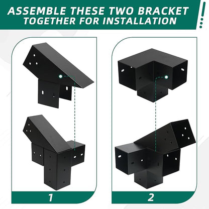14 PCS 30° Slanted Pergola Kit for 4" x 4" Wood Pergolas, DIY Roof Pergola Brackets, for Gazebo, Pergolas, Gardens, Wood Stand Sheds, Metal Gazebo Kits - with Screws