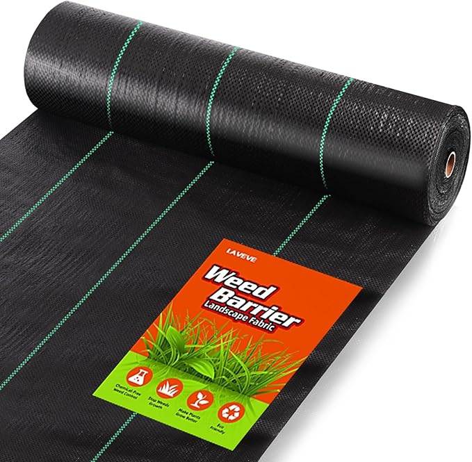 LAVEVE 4FT x 300FT Weed Barrier Landscape Fabric, 3.2oz Premium Heavy Duty Garden Cloth, Ground Cover for Gardening, Farming