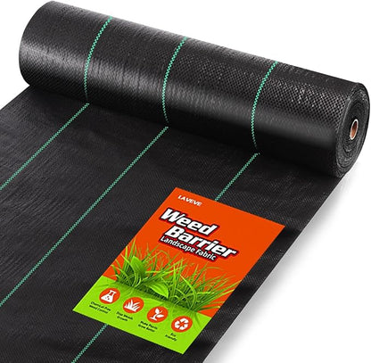 LAVEVE 5FT x 100FT Weed Barrier Landscape Fabric, 3.2oz Premium Heavy Duty Garden Cloth, Ground Cover for Gardening, Farming