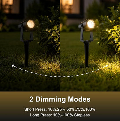 ZYAN Landscape Spotlights with Timer, Dimmable, Auto On Off, IP65 Waterproof Uplight for Yard Garden Pathway, Low Voltage Plug and Play, Warm White (4 Pack)