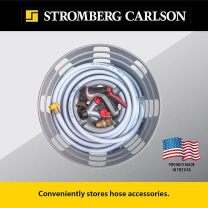 Stromberg Carlson HC-75 RV Hose and Cord Caddy for Campers and Trailers, Compact Organizer for Power Cables and Water Hoses, Durable Outdoor Storage Solution Holds 75' Fresh Water Hose, 17"x6.5", Gray