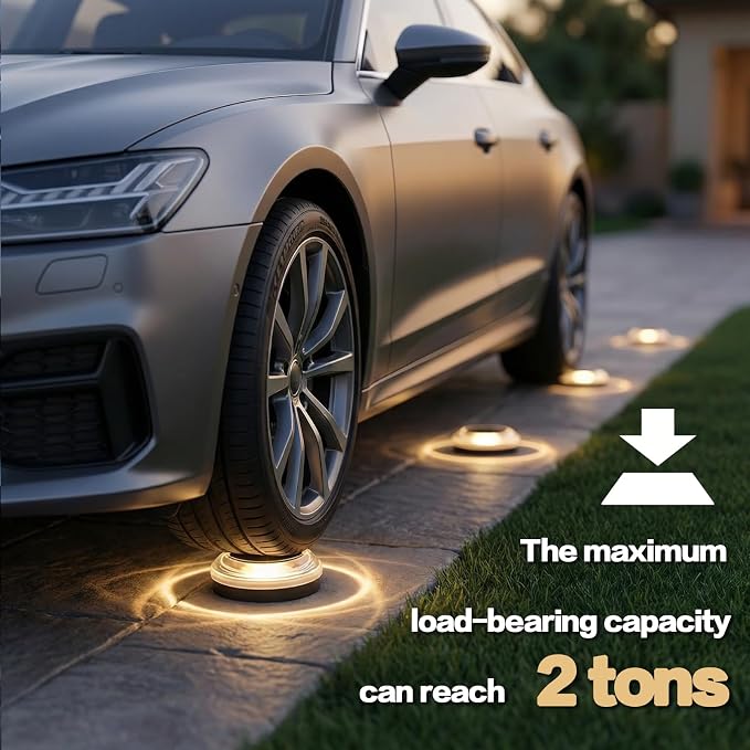 Solar Driveway Lights 12 Pack, Solar Deck Lights Outdoor IP67 Waterproof, 3000K Warm White Solar Ground Lights Landscape Path Lighting for Step Sidewalk Stair Garden Ground Pathway Yard