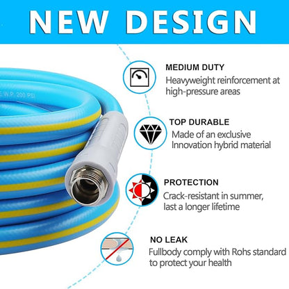 HQMPC Hose Garden Hose With 5/8 in. x 30 ft. Water Hose Fow Garden Lawn Watering Heavy Duty Durable Material Water Hose with Solid Fittings (BLUE)