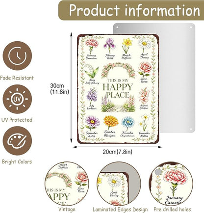 Gardening Gifts for Women Garden Decor for Outside Whimsical Patio decor | Garden Gifts This Is My Happy Place Sign Garden Signs For Outside Greenhouse Yard Backyard House Decor Garden Decorations