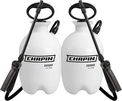 Chapin 1-Gallon Pump Sprayer, Easy Use for Home & Garden, 2pk | Durable lightweight tank; ideal for weed control, plant care and cleaning with adjustable nozzle, long hose and easy pump
