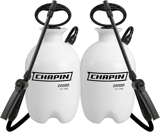 Chapin 1-Gallon Pump Sprayer, Easy Use for Home & Garden, 2pk | Durable lightweight tank; ideal for weed control, plant care and cleaning with adjustable nozzle, long hose and easy pump