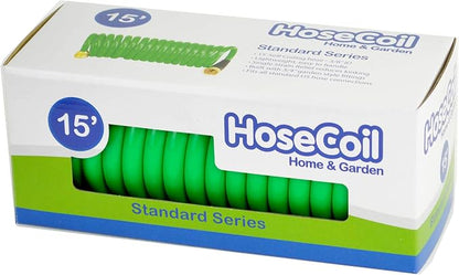 HoseCoil 3/8 inch ID Self Coiling Garden, RV, Marine Outdoor Water Hose (15' Green)