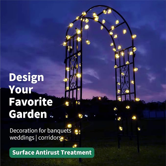 Metal Pergola Arbor, 100" H x 45" W Garden Arch Archway for Wedding Ceremony Party Curved Iron Plants Trellis Stand Use for Outdoor Garden Climbing Plants