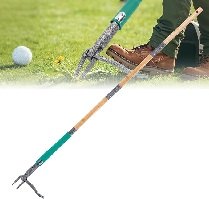 Pragmatist Stand Up Weed Puller Tool with Dual Weed Eject Tech, 4 Claw Steel Head Garden Tools 57.1" Long Handle Weeder, Heavy Duty No Bend Weed Remover for Dandelions, Thistles, Lawn and Yard